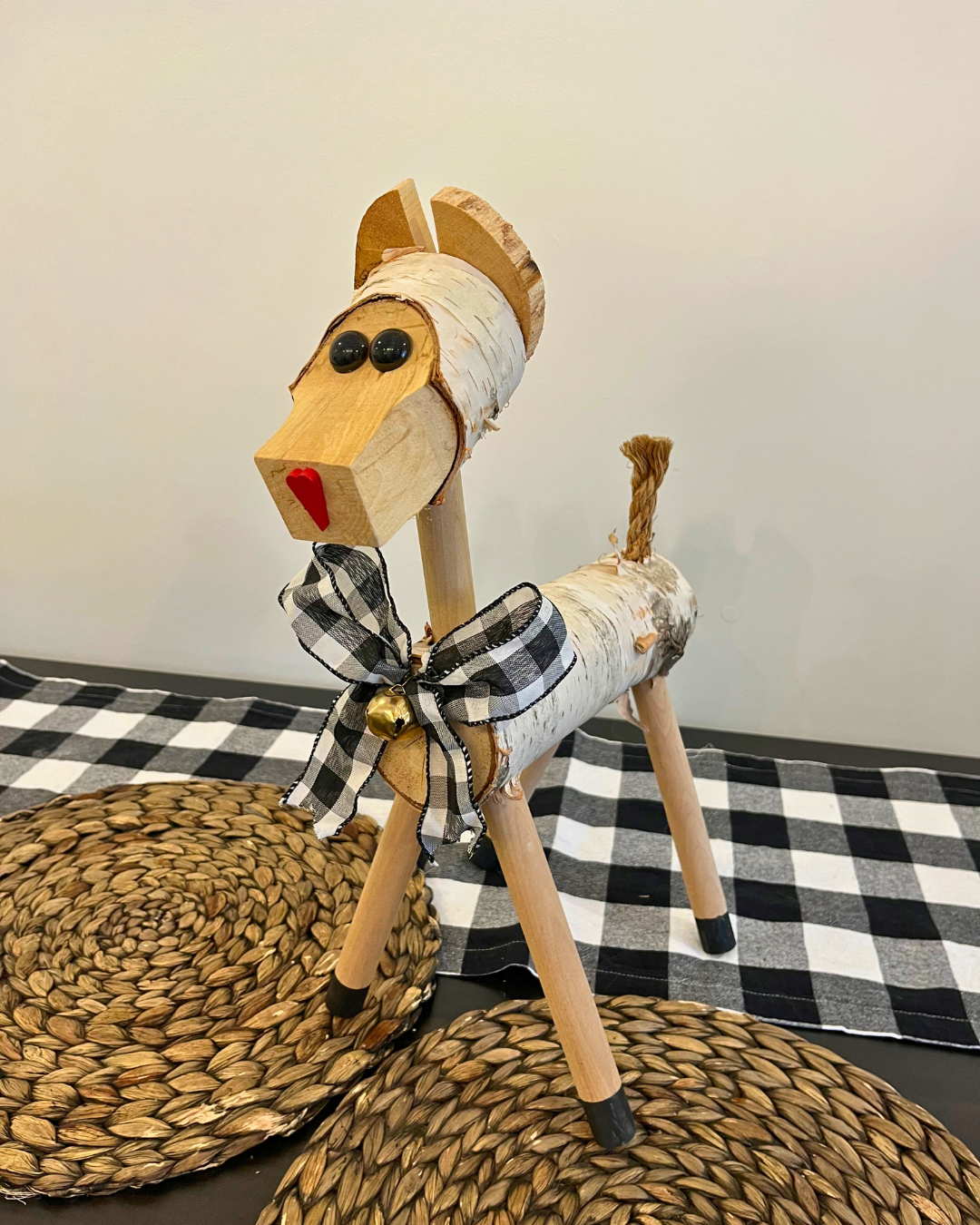 Hand-Crafted Birch Decorative Reindeer